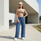 📢📢35% OFF !! ⏰High-Waist Denim Cargo Wide-Leg Pants