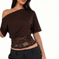 📢📢50% OFF !! ⏰Women's One-Shoulder Lace Patchwork Top