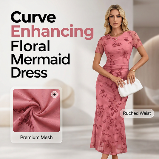 📢📢40% OFF !! ⏰Women's Floral Mesh Mermaid Midi Dress