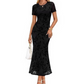 📢📢40% OFF !! ⏰Women's Floral Mesh Mermaid Midi Dress