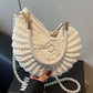 📢📢40% OFF !! ⏰Knitted Seashell Tote Bag with Pearl Strap