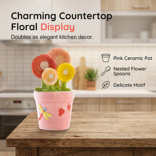 📢📢40% OFF !! ⏰Ceramic Flower Measuring Spoon Set