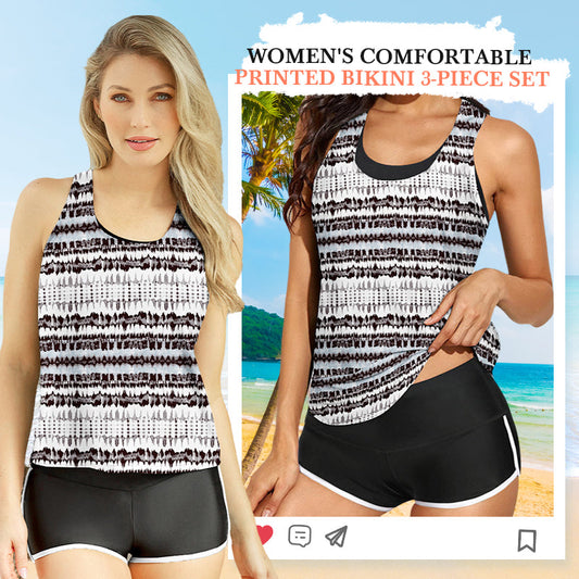 📢📢50% OFF !! ⏰Women's Comfortable Printed Bikini 3-Piece Set