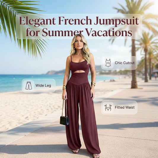 📢📢50% OFF !! ⏰Sleeveless Cutout Wide-Leg Jumpsuit with Back Tie