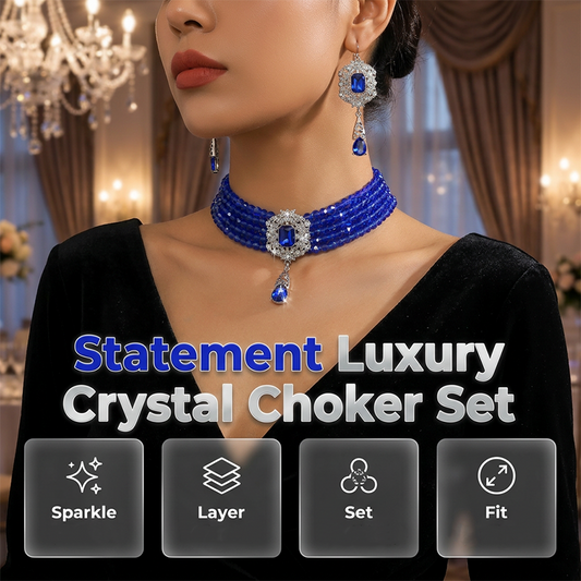 📢📢50% OFF !! ⏰Luxury Crystal Choker & Earring Set