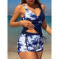 📢📢40% OFF !! ⏰Tropical Print High Waist Tankini & Shorts Set