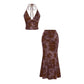 📢📢40% OFF !! ⏰Bohemian Floral Print Halter and Maxi Skirt Co-ord Set