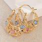 📢📢50% OFF !! ⏰Gold-Plated Crescent Hoop Earrings with Enamel Flowers