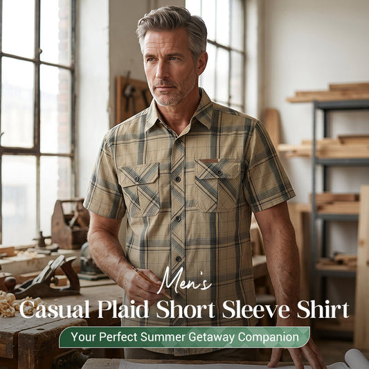 📢📢40% OFF !! ⏰Men's Casual Plaid Short Sleeve Shirt