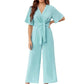 📢📢35% OFF !! ⏰Women's Elegant V-Neck Wide Leg Waist Tie Jumpsuit