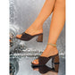 📢📢40% OFF !! ⏰Women's Square Toe Ruched Block Heel Slippers