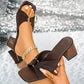 📢📢40% OFF !! ⏰Women's Square Toe Ruched Block Heel Slippers