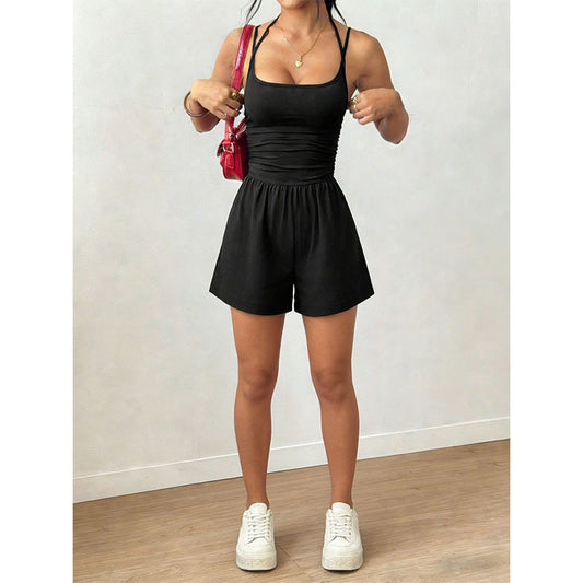 📢📢50% OFF !! ⏰Women's Casual Spaghetti Strap Short Jumpsuit