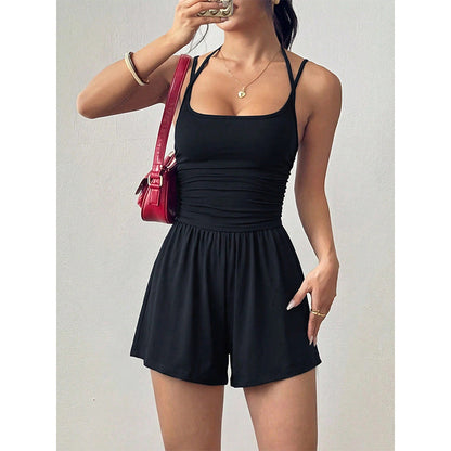 📢📢50% OFF !! ⏰Women's Casual Spaghetti Strap Short Jumpsuit