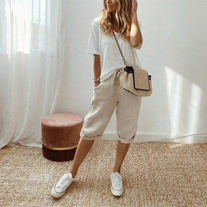 📢📢50% OFF !! ⏰Women's Casual Cotton Linen Capris