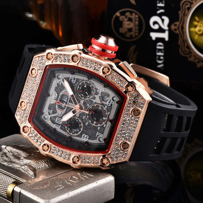 📢📢50% OFF !! ⏰⌚Men's Luxury barrel-shaped watch Rhinestone Embellished Watch
