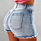 📢📢50% OFF !! ⏰Women's High-Waist Frayed Hem Denim Shorts