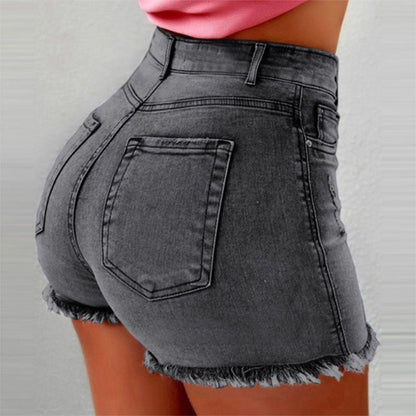 📢📢50% OFF !! ⏰Women's High-Waist Frayed Hem Denim Shorts