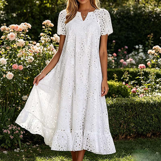 📢📢40% OFF !! ⏰Women's Elegant V-Neck Short Sleeve Dress