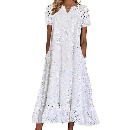 📢📢40% OFF !! ⏰Women's Elegant V-Neck Short Sleeve Dress