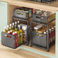 📢📢40% OFF !! ⏰Double-Tier Pull-Out Shelf Cabinet Organiser – 5 Height Adjustments, 2 Pull-Out Tiers, Carbon Steel & Large Capacity – No Assembly Required ✨