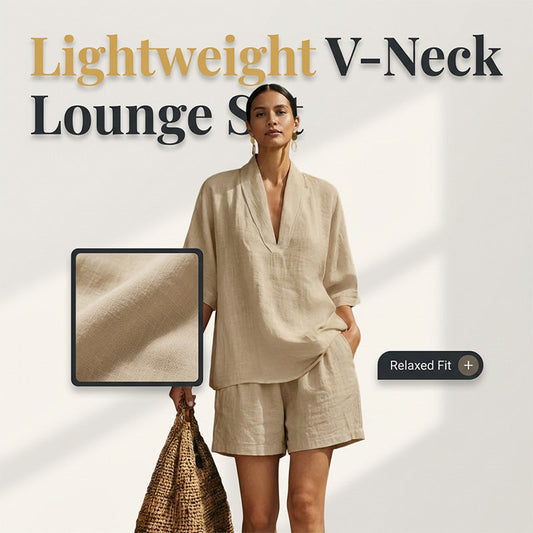📢📢35% OFF !! ⏰Women's Casual V-Neck Top and Shorts Set
