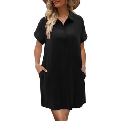 📢📢50% OFF !! ⏰Casual Short Sleeve Button Pocket Dress