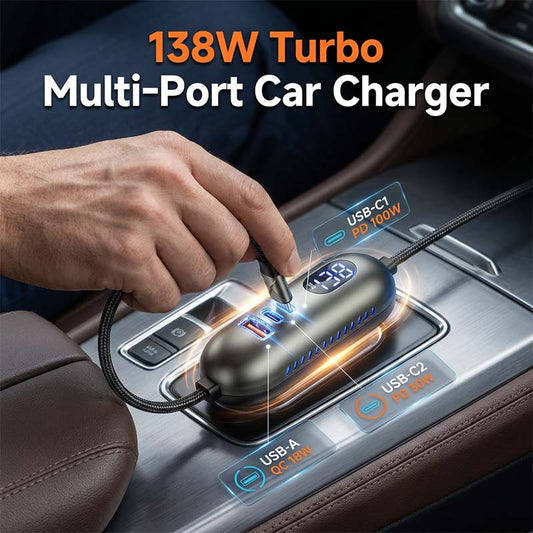 📢📢40% OFF !! ⏰Multi-Port Car Charger with 1.5m Extension Cable