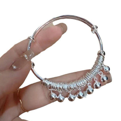 📢📢50% OFF !! ⏰Adjustable Silver Bell Charm Bangle Bracelet