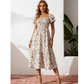 📢📢50% OFF !! ⏰Women's Square Neck Smocked Floral Midi Dress
