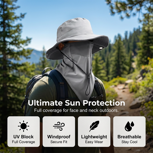 📢📢50% OFF !! ⏰Breathable Fisherman Hat with Detachable Face Mask