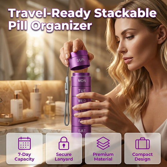 📢📢50% OFF !! ⏰7 Day Stackable Metal Pill Organizer