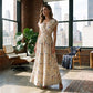 📢📢50% OFF !! ⏰Women's Floral V-Neck Smocked Waist Maxi Dress