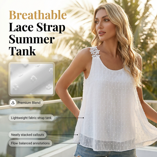 📢📢50% OFF !! ⏰Elegant Dot Lace Strap Tank Top