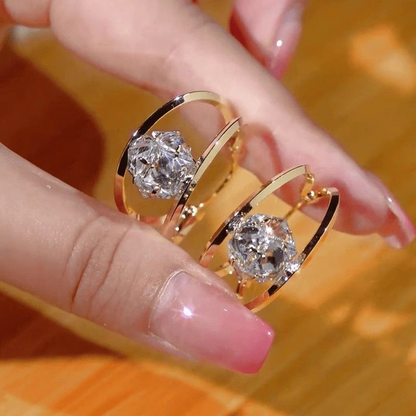 📢📢50% OFF !! ⏰Double Hoop Sparkling Zirconia Ball Earrings