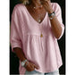 📢📢50% OFF !! ⏰Women's Casual V-Neck Lace Trim Top
