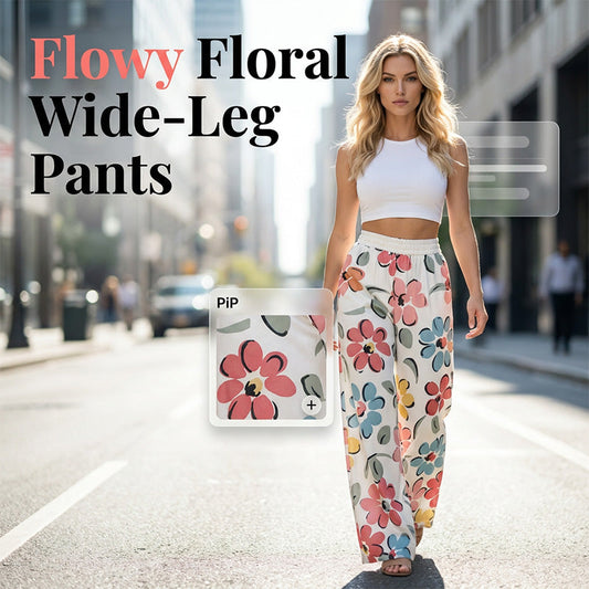 📢📢50% OFF !! ⏰Women's Floral Print Wide-Leg Palazzo Pants