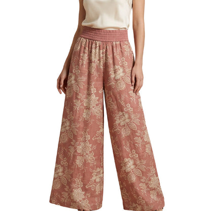 📢📢50% OFF !! ⏰Women's Floral Print Wide-Leg Palazzo Pants