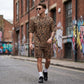 📢📢50% OFF !! ⏰Men's Stylish Leopard Print Short-Sleeve Top & Shorts Set