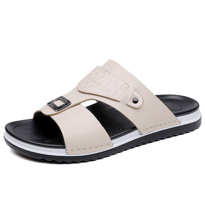 📢📢40% OFF !! ⏰Men's Faux Leather Slip-On Sandals