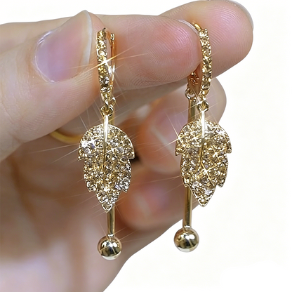 📢📢50% OFF !! ⏰Full Diamond Maple Leaf Earrings