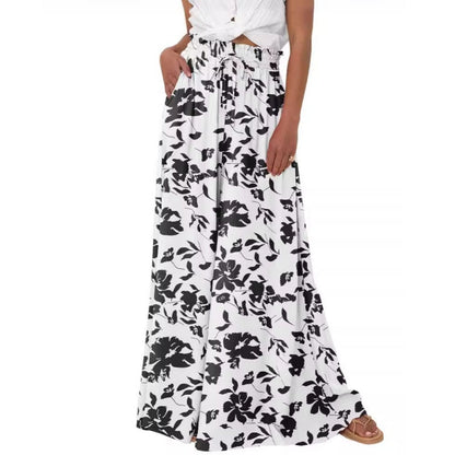📢📢50% OFF !! ⏰Floral Print High-Waisted Wide Leg Pants