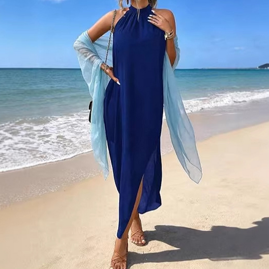 📢📢50% OFF !! ⏰Women's Halter Neck Sleeveless Asymmetrical Dress