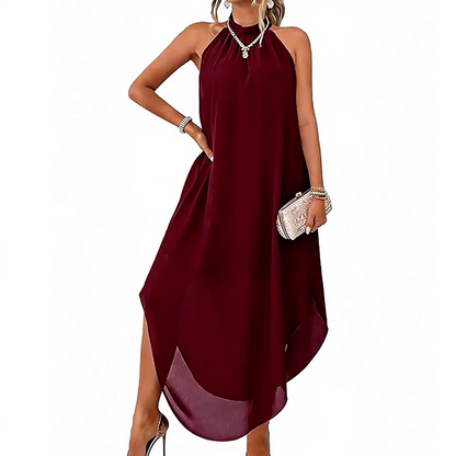📢📢50% OFF !! ⏰Women's Halter Neck Sleeveless Asymmetrical Dress