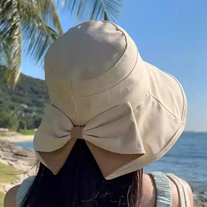 📢📢50% OFF !! ⏰Women's Bowknot Wide Brim Sun Protective Hat