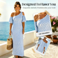 📢📢50% OFF !! ⏰Women's Elegant Striped Off Shoulder Dress