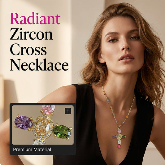 📢📢50% OFF !! ⏰Women's Colorful Zircon Cross Pendant Necklace