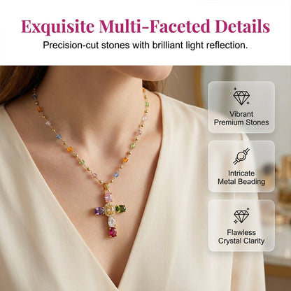 📢📢50% OFF !! ⏰Women's Colorful Zircon Cross Pendant Necklace