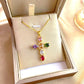 📢📢50% OFF !! ⏰Women's Colorful Zircon Cross Pendant Necklace