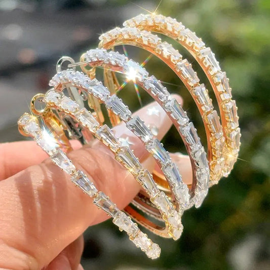 📢📢50% OFF !! ⏰Women's Sparkling Cubic Zirconia Hoop Earrings